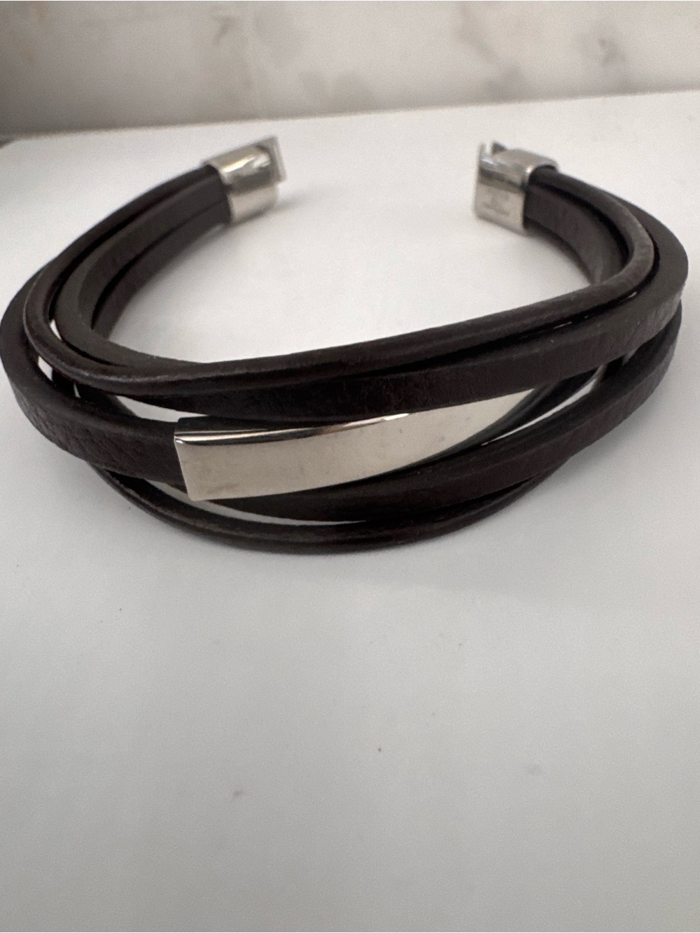 Focus SLC Stainless Steel Leather Bracelet